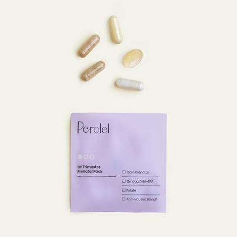 1º Trimestre – Ômega 3 Pré-natal para Mulheres – Sem Glúten, Laticínios e Soja – Não-OGM (30 Pacotes Diários de Comprimidos) - Perelel