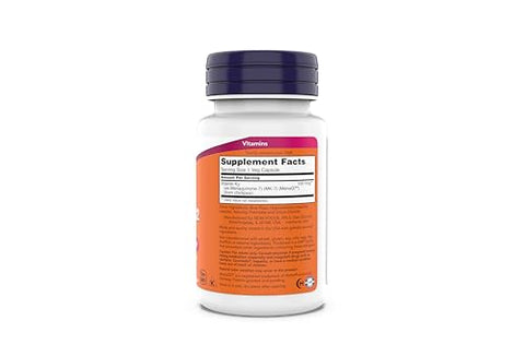NOW Foods - Now Supplements MK-7 Vitamina K-2 100 mcg – Suporte Cardiovascular e Ósseo – 180 Cápsulas Vegetais