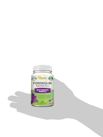 Forskolin 500mg Max Strength – 120 Cápsulas, Suplemento Natural para Perda de Peso Pura, Raiz de Coleus Forskohlii – Pílulas de Dieta Forskolin, Queimador de Gordura Pura para Barriga - aSquared Nutrition