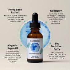 Mad Hippie - Óleo Facial Antioxidante Mad Hippie – Óleo Facial para Mulheres/Homens com Óleo de Argan Orgânico, Hidratante Não Comedogênico para o Rosto com Fontes Naturais de Vitamina C |