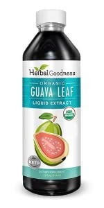 Herbal Papaya - Extrato de Folha de Goiaba Orgânico | Folhas de Goiaba | Hojas de Guayaba | Suplemento Líquido Antioxidante, Apoio à Saúde Digestiva, Não-OGM por Herbal Goodness – 355ml