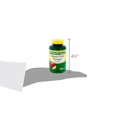 FUSION SHOP STORE Smart choices,meaningful life! - Spring Valley Cápsulas de Vinagre de Maçã – 450 mg 100 un Melhora Digestão Energia e Imunidade (Pacote de 1)