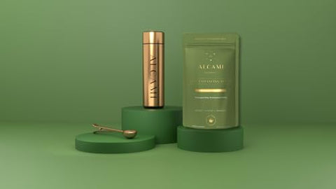 alcami elements - Pó de Cogumelo Matcha para Potencializar a Vida – Suplemento Avançado de Superervas e Cogumelos para Calma, Concentração e Suporte Imunológico – Fórmula Natural com 9 Ingredientes Poderosos – 180g