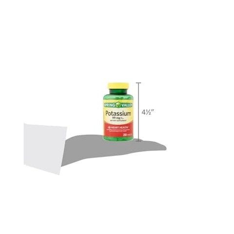 STS Home - Spring Valley Potássio 99 mg, 250 Comprimidos STS Adesivo