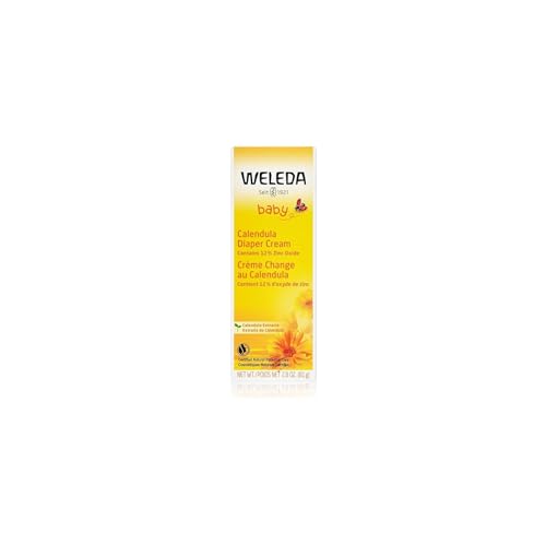 Calendula Creme para Assaduras de Bebê, 2.8 fl oz (80 ml), Proteção Rica em Calêndula, Camomila, Óleo de Amêndoa Doce, Lanolina e Óxido de Zinco - Weleda