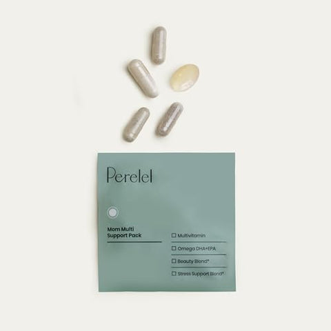 Mom Multi Support Pack – Vitaminas Pós-Parto para Mulheres Apoiarem a Maternidade Inicial e a Amamentação – Sem Glúten, Soja e Laticínios, Não-OGM (30 Pacotes Diários de Comprimidos) - Perelel