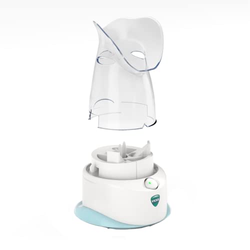 V1200 Inalador Pessoal a Vapor com Máscara Facial Suave para Alívio Direcionado do Vapor, Auxilia Problemas de Sinusite, Congestão, Tosse, Use com Vicks VapoPads de Mentol Calmante - Vicks
