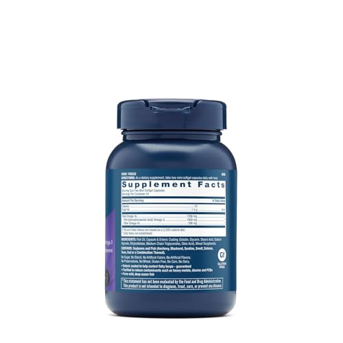 Triple Strength DHA 1000 Mini – 90 Mini Softgels para Saúde das Articulações, Pele, Olhos e Coração - GNC