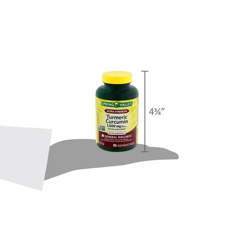 SupeRed - Spring Valley Curcumin Ultra Strength – 90 Cápsulas Vegetarianas de 1.500 mg – Guia Nutricional Incluso (2 Itens)