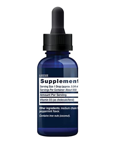 Vitamina D3 Líquida (Menta), 50 mcg (2000 UI), Suporte ao Sistema Imunológico, Saúde Óssea, Saúde Integral, Sabor Refrescante de Hortelã-Pimenta, Sem Glúten, Não-OGM, 29.57 ml - Life Extension