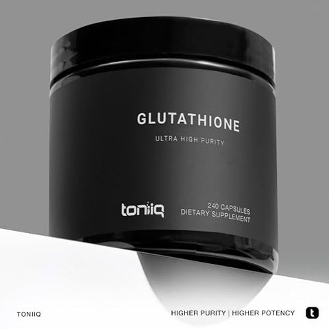Cápsulas de Glutationa Ultra Concentrada de Alta Potência – Fórmula Concentrada de 1000mg – 98% Altamente Purificada e Bioacessível – Fermentação Não-OGM – 240 Cápsulas de Glutationa Reduzida - Toniiq