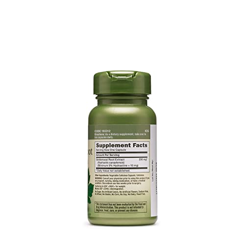 Herbal Plus Extrato de Raiz de Goldenseal 200mg, 50 Cápsulas, Fortalece a Resistência Natural - GNC