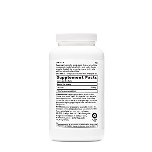 L-Arginine 1000mg: Aumenta a Produção de Óxido Nítrico – 180 Cápsulas - GNC