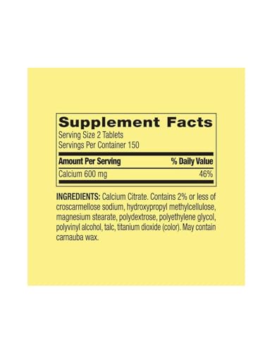 STS Home - Spring Valley Citrato de Cálcio 600 mg, 300 Comprimidos – Fortalecimento Ósseo