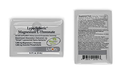 Lypo-Spheric Magnesium L-Threonate – 30 Pacotes – 77mg Por Pacote – Encapsulado em Lipossomas para Máxima Bioacessibilidade – Fórmula Profissional – 100%% Não-OGM - LivOn Laboratories