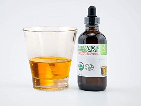 Green Virgin Products - Óleo de Moringa Orgânico, Extra Virgem, Prensado a Frio, 100% Puro, Grau Alimentício