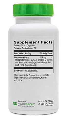 Calm CP – Reduz Cortisol – Folha de Banaba, Fosfatidilserina – 60 cápsulas - NeuroScience