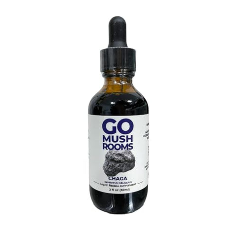 GO Mushrooms - Chaga Tincture – Suplemento de Corpo Frutífero de Cogumelo Extraído em Dual para Apoiar o Sistema Imunológico – Rico em Nutrientes de Chaga