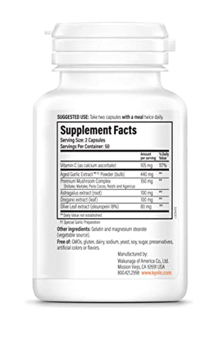 Aged Garlic Extract Fórmula 103 Suporte Imunológico, 100 Cápsulas (Embalagem Pode Variar) - Kyolic