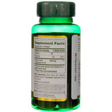 Nature's Bounty - Nb Coq10 400mg Cardio Q10 – Tamanho 30ct – Coenzima Q10 para Saúde Cardiovascular