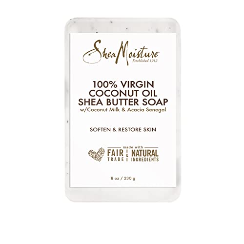Sabonete de Manteiga de Karité SheaMoisture para Todos os Tipos de Pele 100% Óleo de Coco Virgem Cruelty Free Cuidados com a Pele 8 oz 4 Unidades