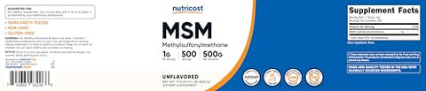 MSM Puro em Pó 500g (Metilsulfonilmetano) – Benefícios para Saúde e Bem-Estar - Nutricost