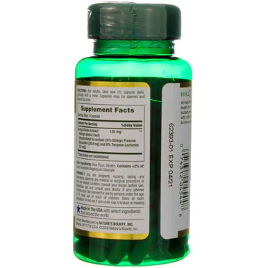 Nature's Bounty - Nature’s Bounty Ginkgo Biloba 120 mg 100 cápsulas (Pacote com 4) – Melhora a Memória e Concentração