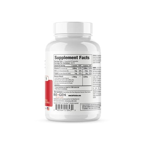 Re+Gen Nutrition - Re Gen Nutrition HERPRESCUE – Suporte para Surto de Herpes Labial, Cuidado Natural para Adultos, Cápsulas com Zinco e Vitamina C