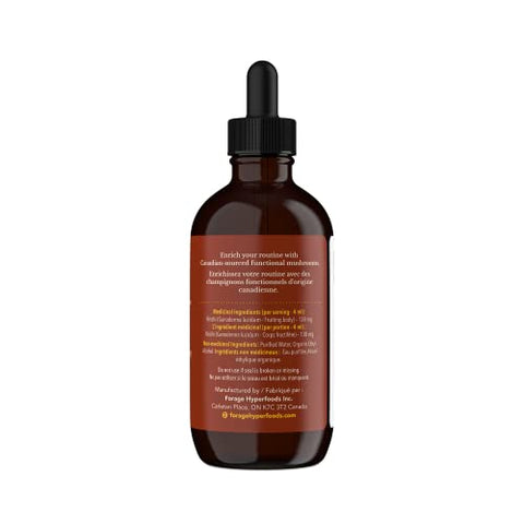Extrato Líquido de Superalimento de Cogumelo Reishi Selvagem Canadense Original, Vegano, Não-OGM, Melhora o Sistema Imunológico e a Resposta ao Estresse, Calmante Natural, 100ml - Forage Hyperfoods