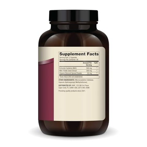 NAC com Cardo de Leite, 90 Porções (180 Cápsulas), 500 mg de N-Acetil-Cisteína por Porção, Suplemento Alimentar, Suporta Processos Normais de Desintoxicação, Não-OGM - Dr. Mercola