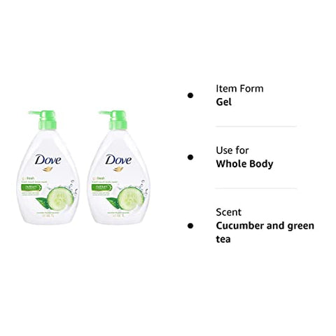 DOVE MEN + CARE - Dove Go Fresh Sabonete Líquido Nutritivo, Pepino e Verde – 1L x 2 Pack