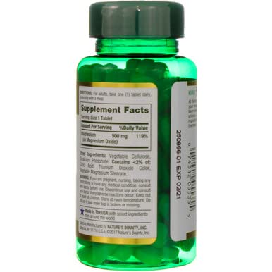 Nature's Bounty - Nature’s Bounty Magnesium 500 mg – 100 comprimidos (Pacote com 10) | Comprimidos de Magnésio | Marca Nature’s Bounty