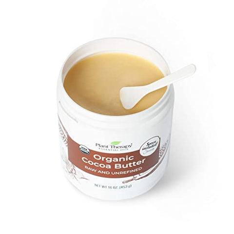 Cocoa Butter Organic Plant Therapy Raw, Certificado USDA, 16 oz Frasco Para Corpo e Rosto