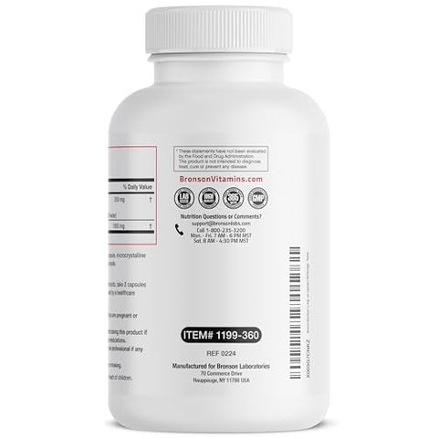 Beet Root L-Arginine 2000 MG – Produção de Óxido Nítrico – 360 Cápsulas Vegetarianas – Não-OGM - Bronson