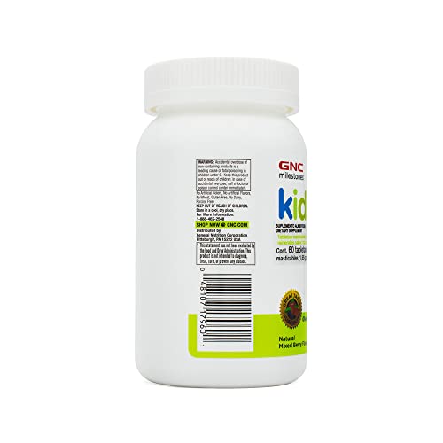 Milestones Kids Chewable Multivitamin – Suporte para ossos, sistema imunológico, olhos e saúde geral – 60 comprimidos mastigáveis para crianças de 2 a 12 anos - GNC