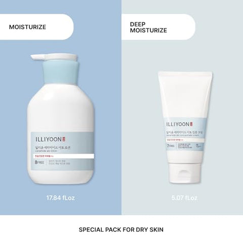 Illiyoon - Kit Presente ILLIYOON Ceramide Ato – Loção 528ml + Creme Ato 150ml – Cuidados Corporais para Natal e Aniversário