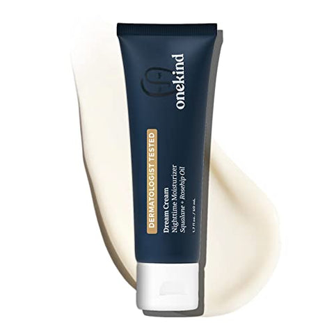 Dream Cream: Hidratante Noturno Multi-Corretivo Anti-Envelhecimento com Esqualano para o Rosto | Suaviza a Pele, Reduz Linhas Finas, Rugas na Testa, Reduz - Onekind