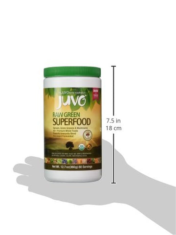 Raw Green Superfood 360g, 60 porções, Vegano, Sem Glúten, Não-OGM, Kosher - Juvo