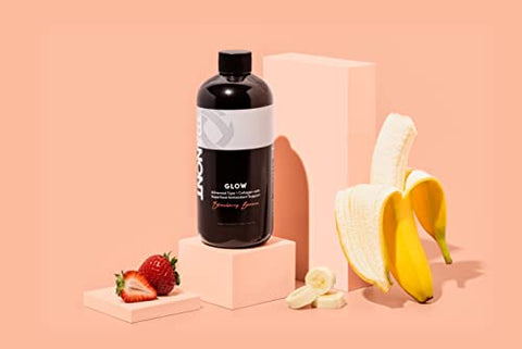 Glow Bebida Proteica de Colágeno Morango Banana | 15 fl oz (443 ml) | Suporte para Cabelo, Pele, Unhas e Articulações | Biotina e Ácido Hialurônico | Beleza e Cuidados com a Pele | Peptídeos de Colágeno - Tranont