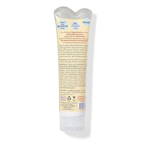 Creme de Calêndula (Sem Perfume) | Creme Suavizante para o Rosto do Bebê | 100% à Base de Plantas | Calêndula Orgânica Aloe Vera | Loção Sem Perfume para Pele Sensível | Hipoalergênica - California Baby