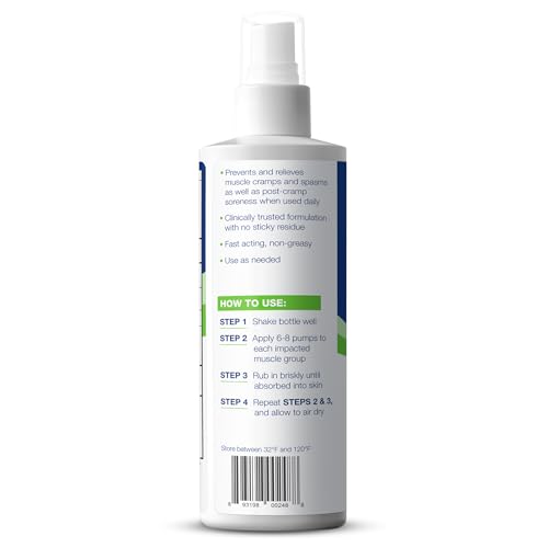 Relief Spray para Cãibras Musculares – Alívio Rápido de Espasmos Musculares e Dor nas Pernas com Sulfato de Magnésio – 200 ml – 1 Unidade - Theraworx