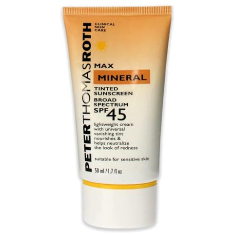 Protetor Solar Mineral Tonalizante SPF 45 | Hidratante Tonalizante com Proteção Solar, Resistente à Água para Pele Sensível, 50 ml (1 unidade) - Peter Thomas Roth
