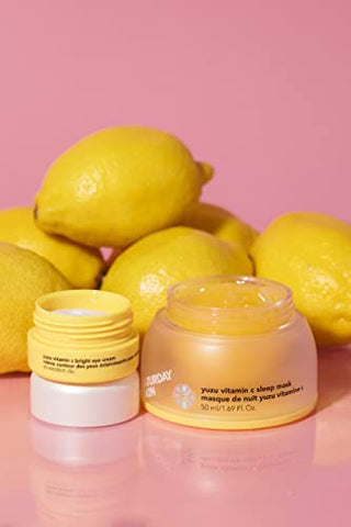 Creme para os Olhos Yuzu Vitamina C Iluminador Amplo Creme Coreano para Olheiras, Rugas e Olhos Inchados – Niacinamida, Cafeína – Hidratação, Anti-Envelhecimento [Brand Name] - Saturday Skin