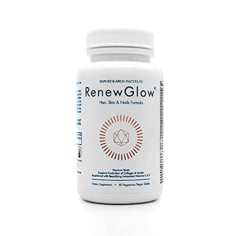 Skin Research Institute - Renewglow Biotina – Vegan Friendly – Pele, Unhas e Cabelos Saudáveis – 3 Pack –