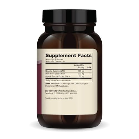 NAC com Cardo de Leite – 30 Porções (60 Cápsulas) – 500 mg N-Acetilcisteína – Suporte Desintoxicação – Não-OGM - Dr. Mercola