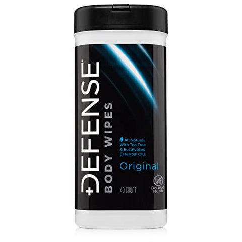 Defense Soap - Defesa Soap Body Wipes com Óleo de Tea Tree 100% Natural e Óleo de Eucalipto | Pós-Treino, Esportes, Luta, Acampamento, Lenços de Banho para Homens e Mulheres. 40 Unidades (Pacote com 4)