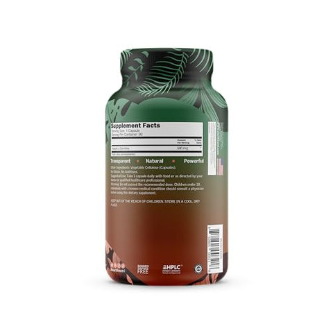 Earth Nutri - EarthNutri Cápsula de Acetil-L-Carnitina, Livre de Aditivos, Não-OGM, 90 Unidades