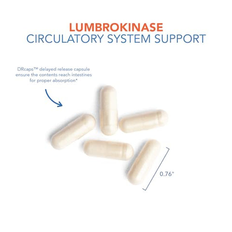 Lumbrokinase – Suporte ao Sistema Circulatório, Favorece a Circulação Sanguínea em Níveis Normais – 60 Cápsulas Vegetarianas de Liberação Retardada - Allergy Research Group