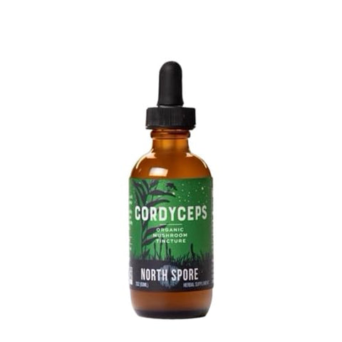 North Spore - Extrato de Cordyceps em Tintura Líquida | Gotas Diárias para Energia, Resistência, Desempenho | Cordyceps Militaris Orgânico, 100% Corpos Frutíferos | Não-OGM, Vegano – 60ml