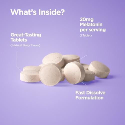 Balancebreens - Melatonina 20mg, 100% Livre de Medicamentos, 120 Comprimidos de Dissolução Rápida – Auxílio Natural para o Sono, Experimente Noites Serenas e Repousantes – Encontre Sua Calma, Abraçe o Relaxamento, Suporta um Sono Repousante e